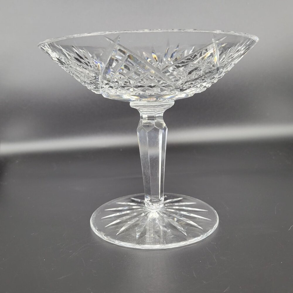 Waterford Crystal Pedestal Compote Dish With Starburst & Diamond Cut Design